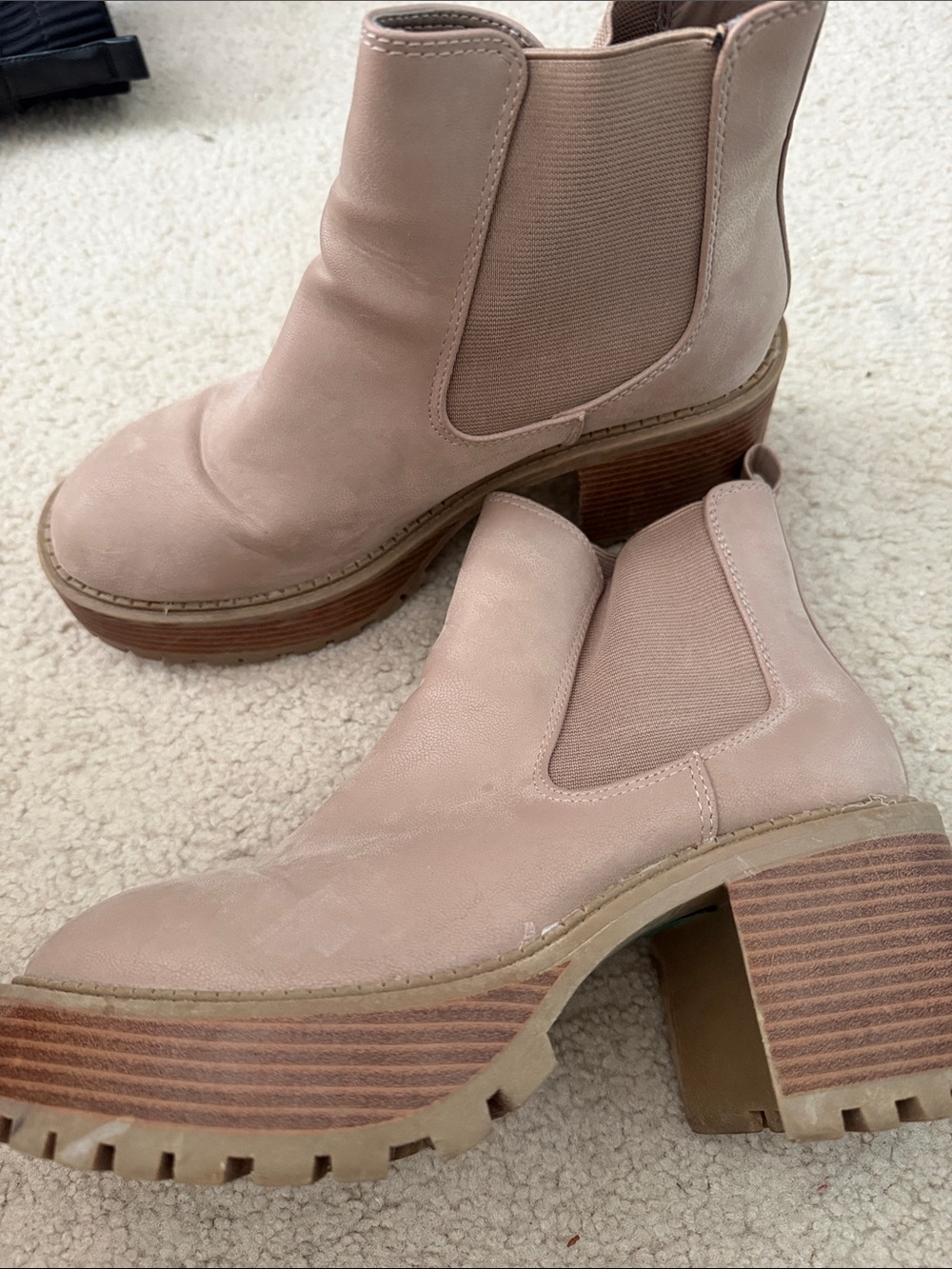 MIA beige Chunky Chelsea Heeled Booties